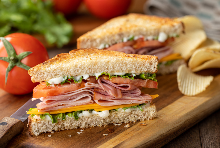 Cotati Food Service Ham Sandwich With Cheese, Lettuce And Tomato